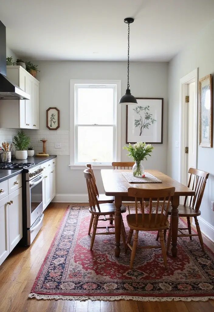 26 Small Farmhouse Kitchen Inspirations That Maximize Space 19 26 Small Farmhouse Kitchen Inspirations That Maximize Space - 19. Statement Rugs for Comfort