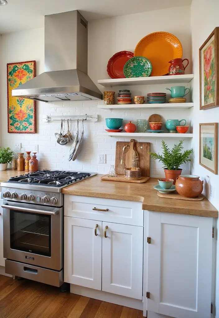 26 Small Farmhouse Kitchen Inspirations That Maximize Space 21 26 Small Farmhouse Kitchen Inspirations That Maximize Space - 21. Colorful Accents for Personality