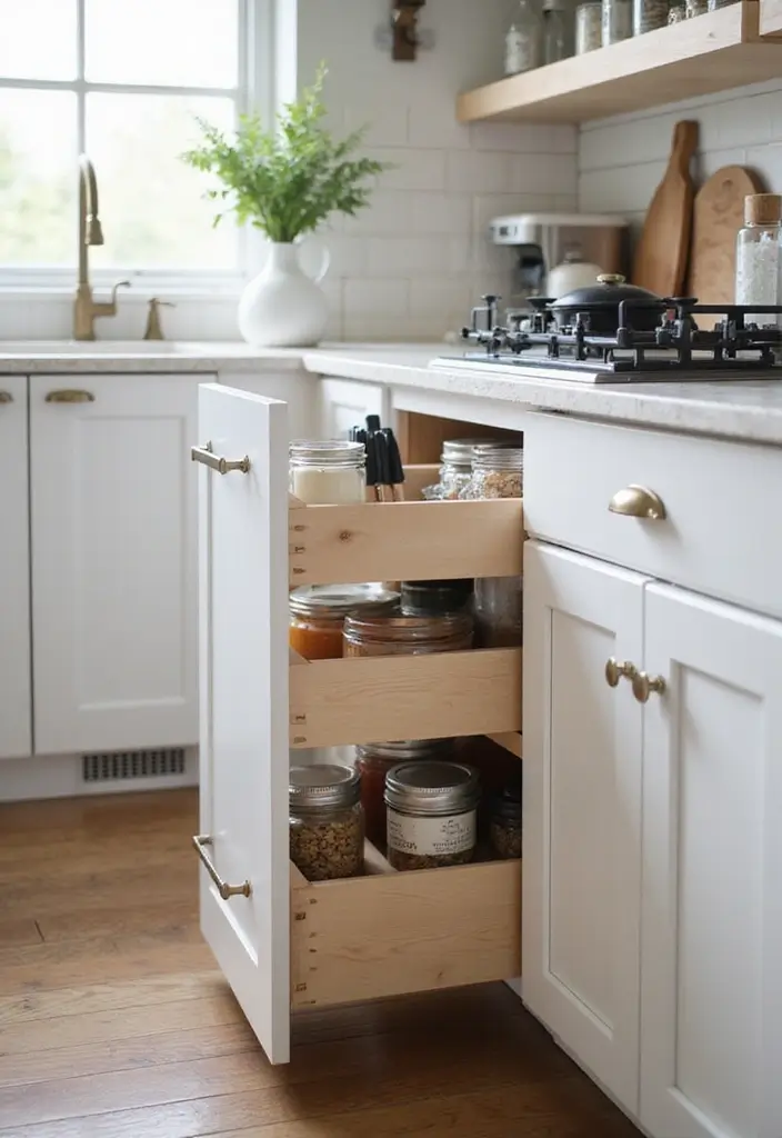 26 Small Farmhouse Kitchen Inspirations That Maximize Space 5 26 Small Farmhouse Kitchen Inspirations That Maximize Space - 5. Pull-Out Drawers for Hidden Storage