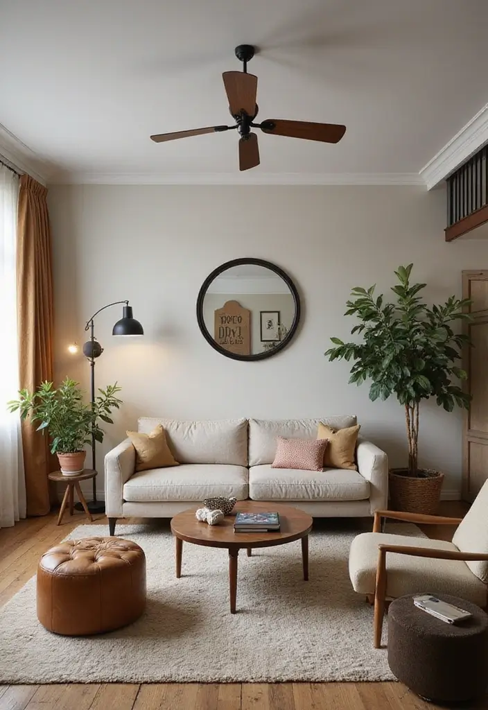 27 Coastal Farmhouse Living Room Looks with Breezy Style - 13. Mix of Old and New