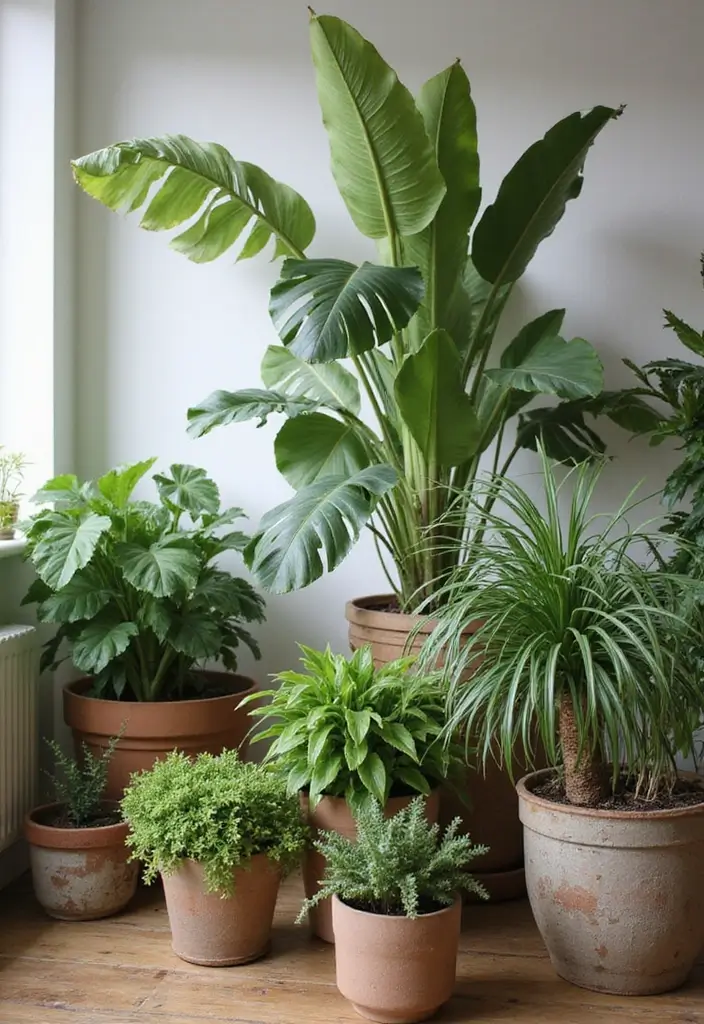 27 Coastal Farmhouse Living Room Looks with Breezy Style - 8. Indoor Plants