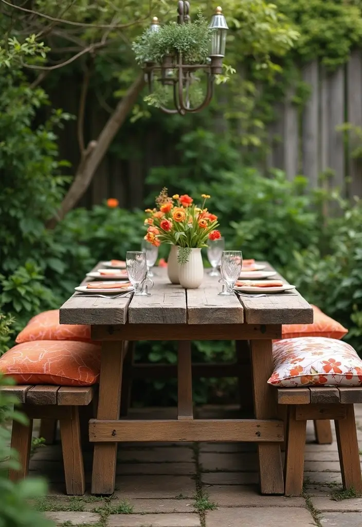 27 Farmhouse Backyard Inspirations That Feel Relaxed and Inviting 1 27 Farmhouse Backyard Inspirations That Feel Relaxed and Inviting - 1. Rustic Wooden Furniture