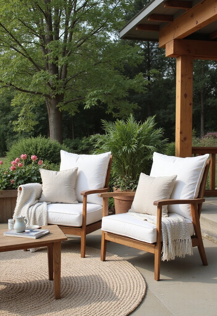 27 Farmhouse Backyard Inspirations That Feel Relaxed and Inviting 10 27 Farmhouse Backyard Inspirations That Feel Relaxed and Inviting - 10. Comfortable Outdoor Lounging