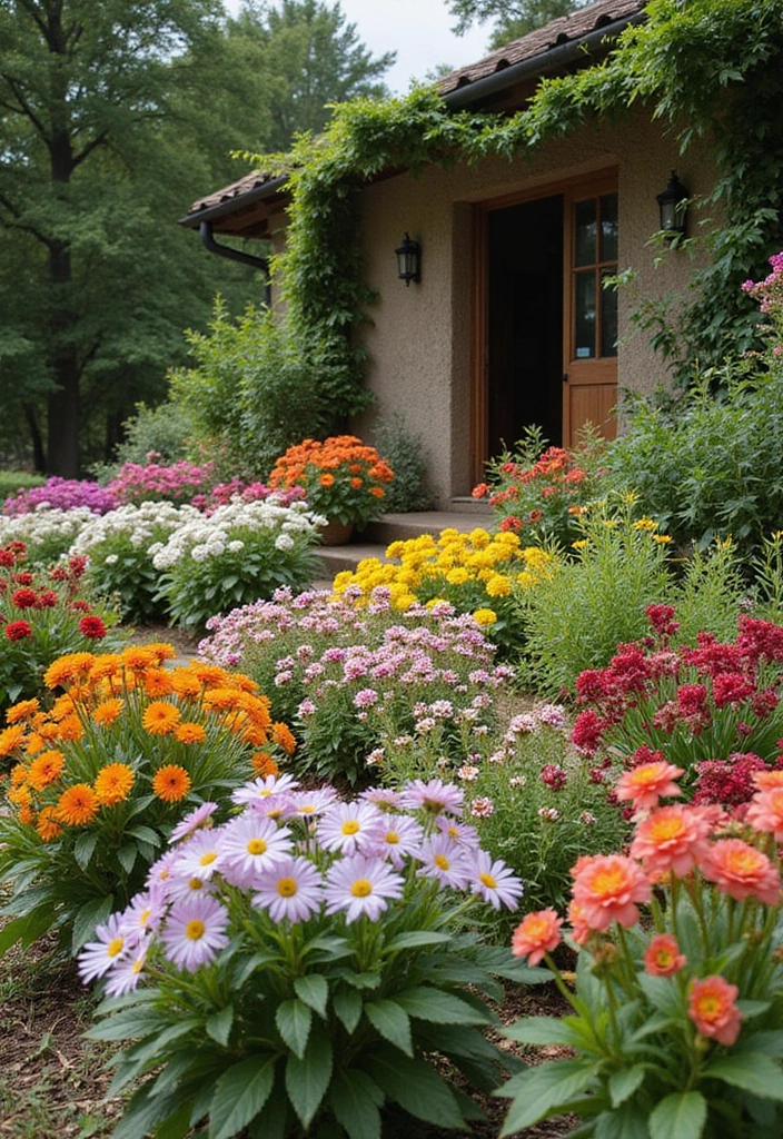27 Farmhouse Backyard Inspirations That Feel Relaxed and Inviting 13 27 Farmhouse Backyard Inspirations That Feel Relaxed and Inviting - 13. Vibrant Flower Beds