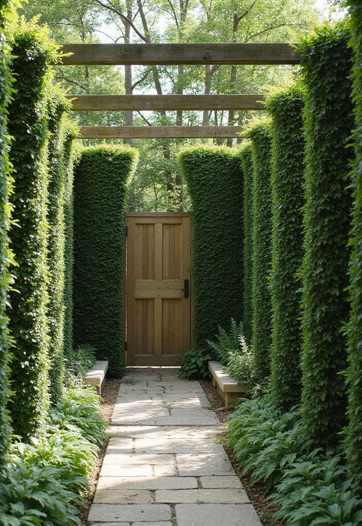 27 Farmhouse Backyard Inspirations That Feel Relaxed and Inviting 14 27 Farmhouse Backyard Inspirations That Feel Relaxed and Inviting - 14. Natural Privacy Screens