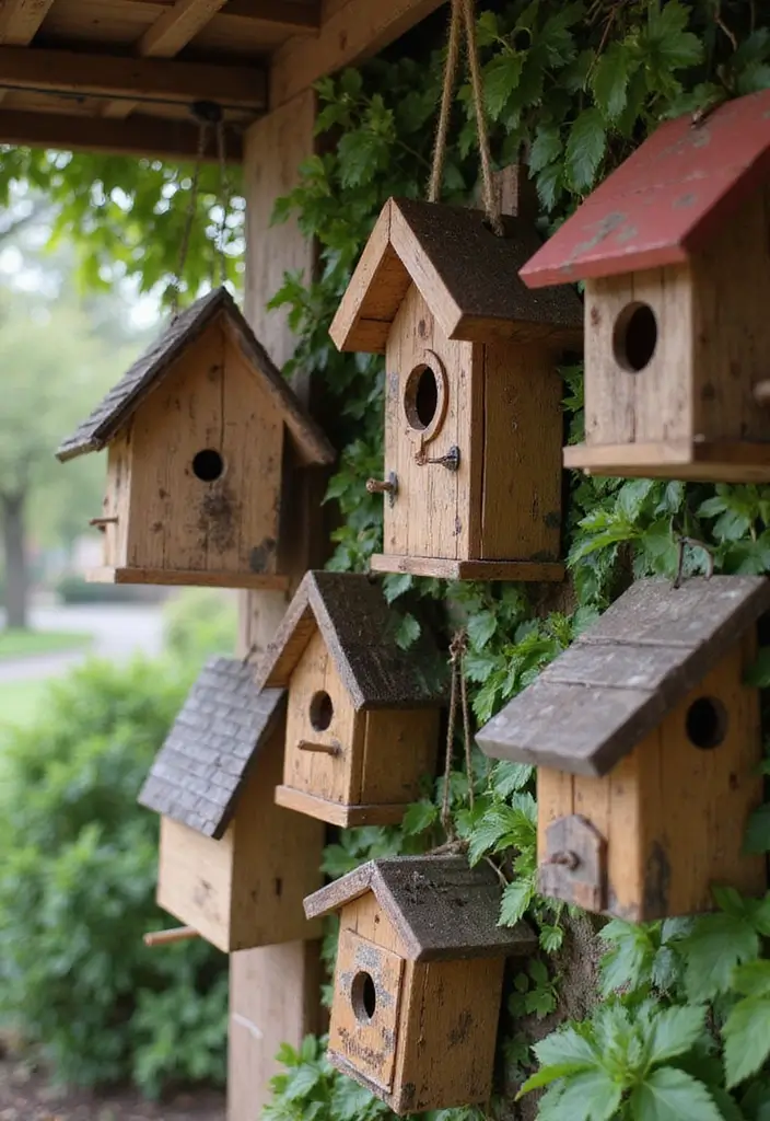 27 Farmhouse Backyard Inspirations That Feel Relaxed and Inviting 23 27 Farmhouse Backyard Inspirations That Feel Relaxed and Inviting - 23. Beautifully Crafted Birdhouses