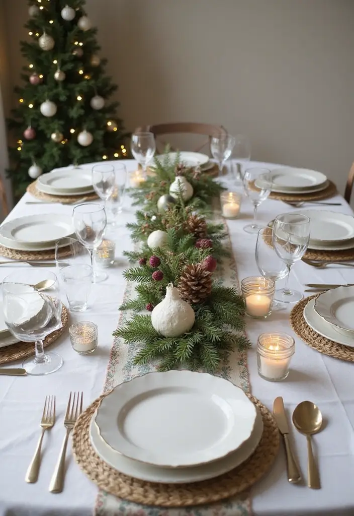 27 Farmhouse Christmas Decor Ideas That Feel Cozy and Magical 11 27 Farmhouse Christmas Decor Ideas That Feel Cozy and Magical - 11. Elegant Tablescape