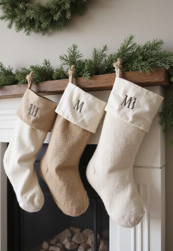 27 Farmhouse Christmas Decor Ideas That Feel Cozy and Magical 12 27 Farmhouse Christmas Decor Ideas That Feel Cozy and Magical - 12. Farmhouse Style Stockings