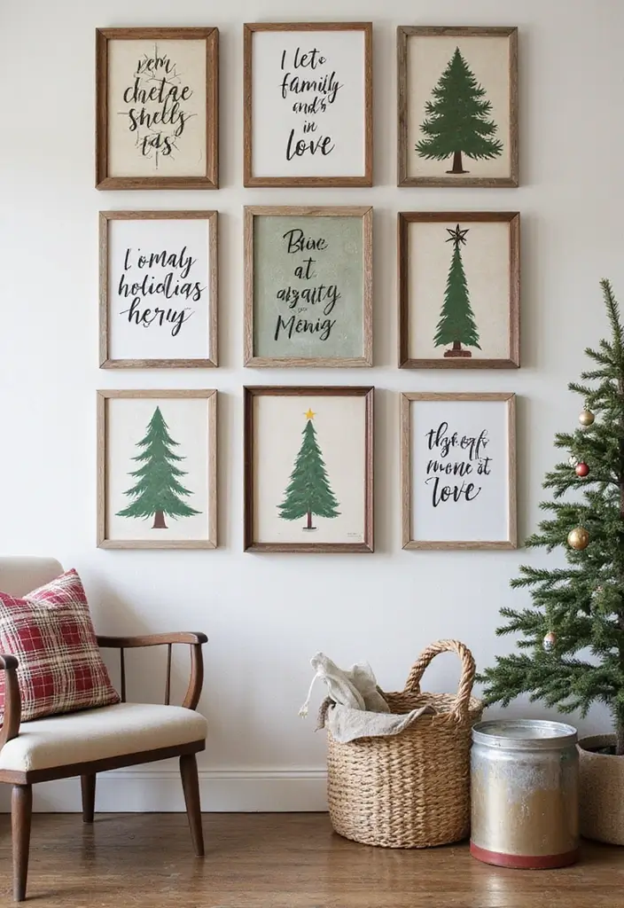 27 Farmhouse Christmas Decor Ideas That Feel Cozy and Magical 16 27 Farmhouse Christmas Decor Ideas That Feel Cozy and Magical - 16. Joyful Wall Art