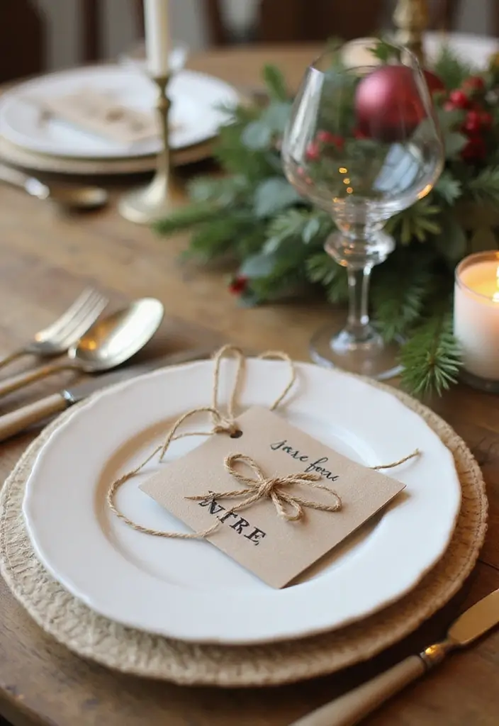 27 Farmhouse Christmas Decor Ideas That Feel Cozy and Magical 19 27 Farmhouse Christmas Decor Ideas That Feel Cozy and Magical - 19. Charming Table Tags