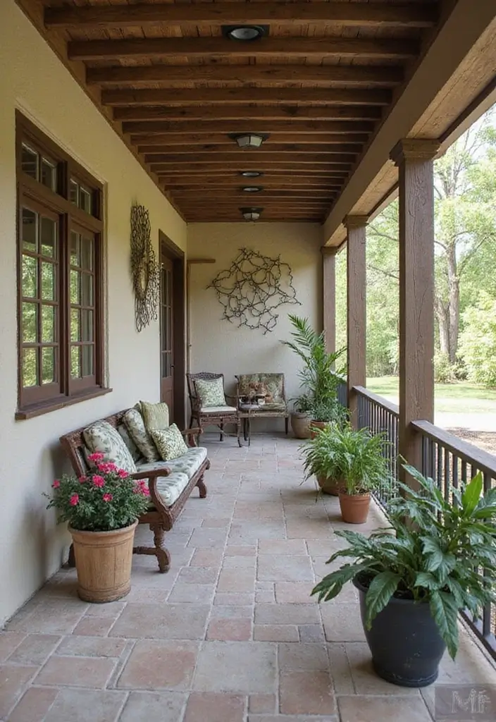 27 Farmhouse Front Porch Ideas for Inviting Curb Appeal - 27. Outdoor Artwork