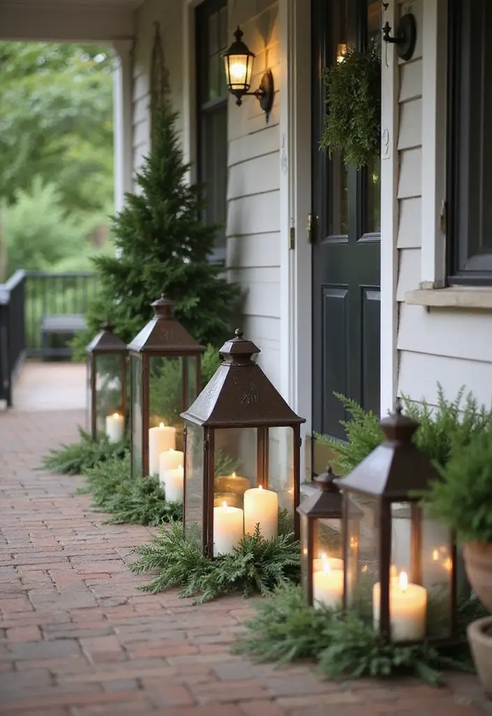 27 Farmhouse Front Porch Ideas for Inviting Curb Appeal - 8. Rustic Lanterns