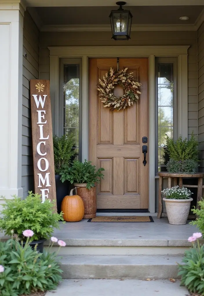 27 Farmhouse Front Porch Ideas for Inviting Curb Appeal - 9. Farmhouse-Style Signs