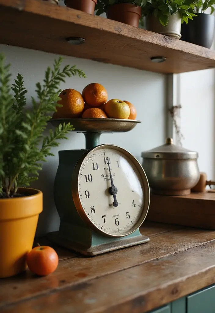 27 Farmhouse Kitchen Ideas That Bring Rustic Charm Home - 14. Vintage Scale