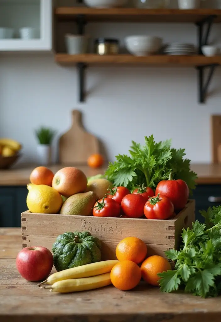 27 Farmhouse Kitchen Ideas That Bring Rustic Charm Home - 24. Country-Fresh Fruits and Vegetables