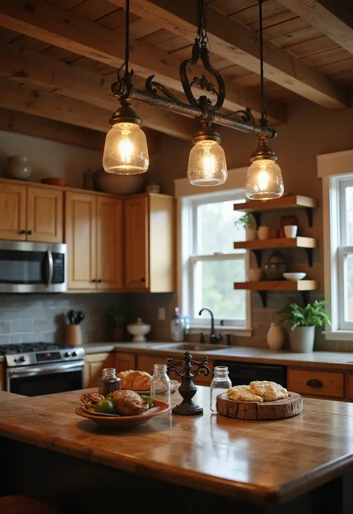 27 Farmhouse Kitchen Ideas That Bring Rustic Charm Home - 4. Rustic Lighting Fixtures