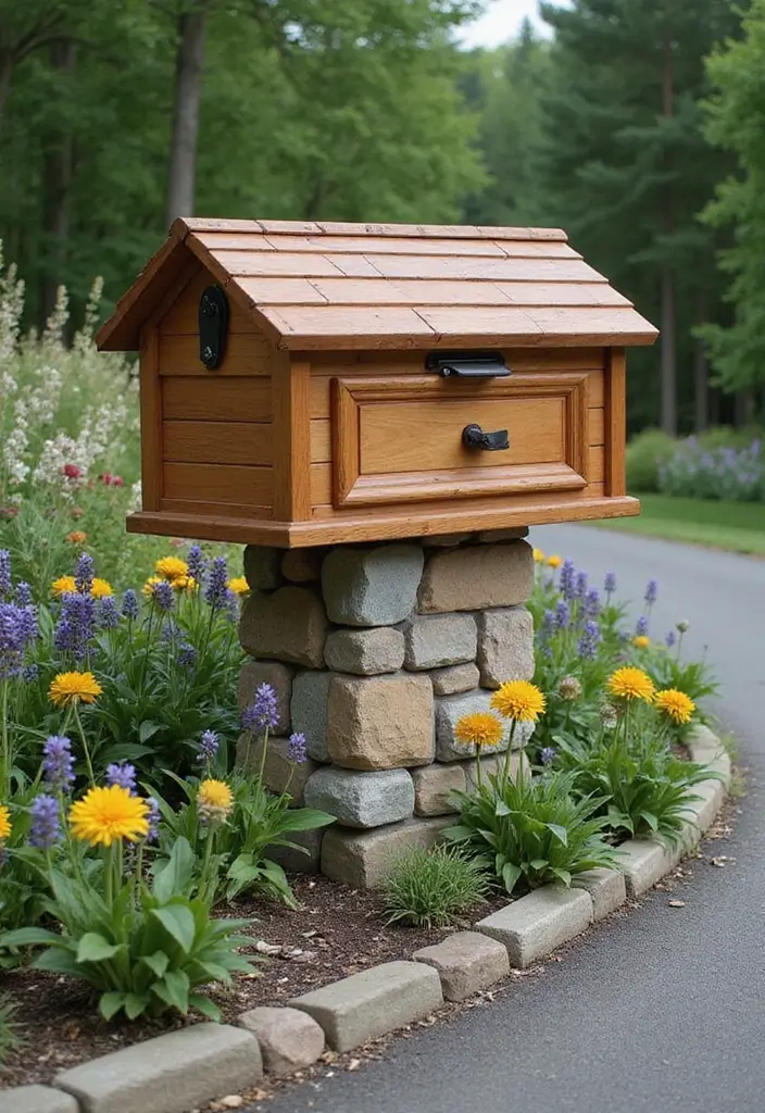 27 Farmhouse Mailbox Designs That Add Curbside Charm 11 27 Farmhouse Mailbox Designs That Add Curbside Charm - 11. Earthy Natural Finishes