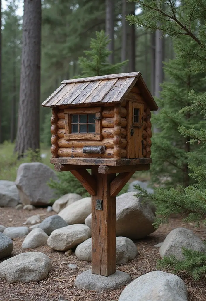 27 Farmhouse Mailbox Designs That Add Curbside Charm 14 27 Farmhouse Mailbox Designs That Add Curbside Charm - 14. Rustic Log Cabin Inspiration