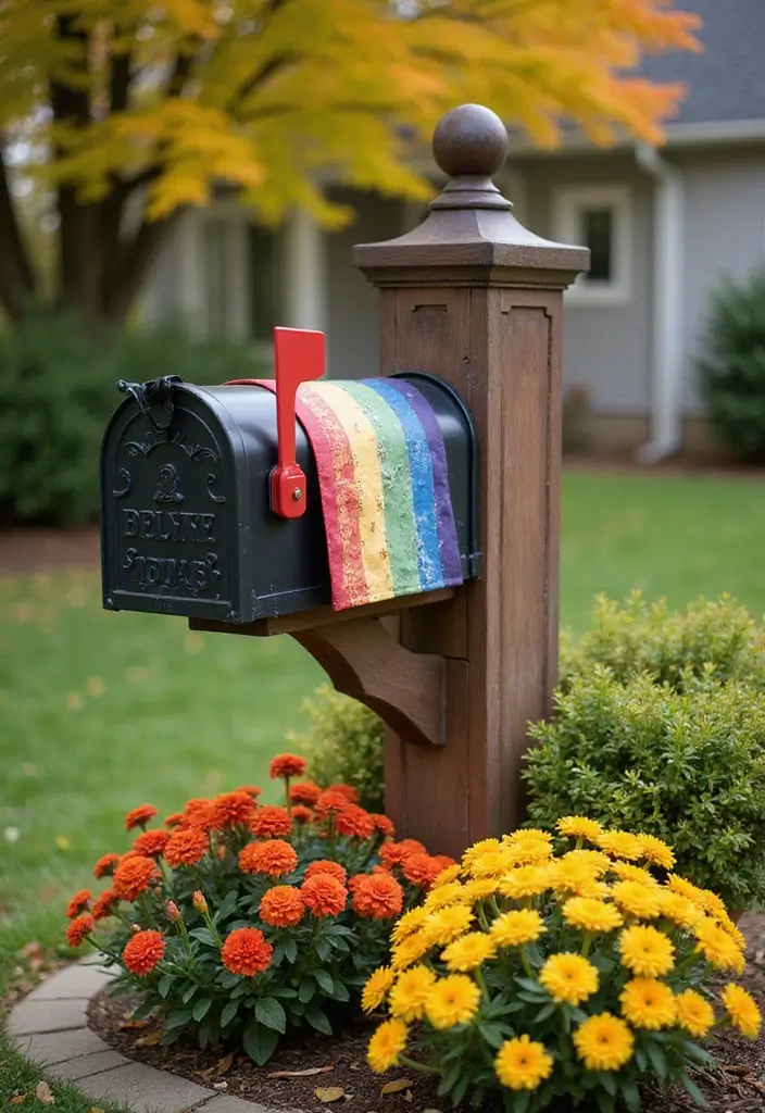 27 Farmhouse Mailbox Designs That Add Curbside Charm 16 27 Farmhouse Mailbox Designs That Add Curbside Charm - 16. Colorful Farmhouse Flags