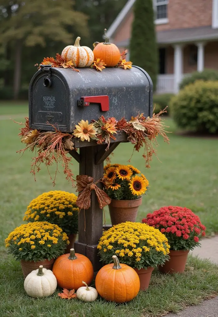 27 Farmhouse Mailbox Designs That Add Curbside Charm 22 27 Farmhouse Mailbox Designs That Add Curbside Charm - 22. Seasonal Themes