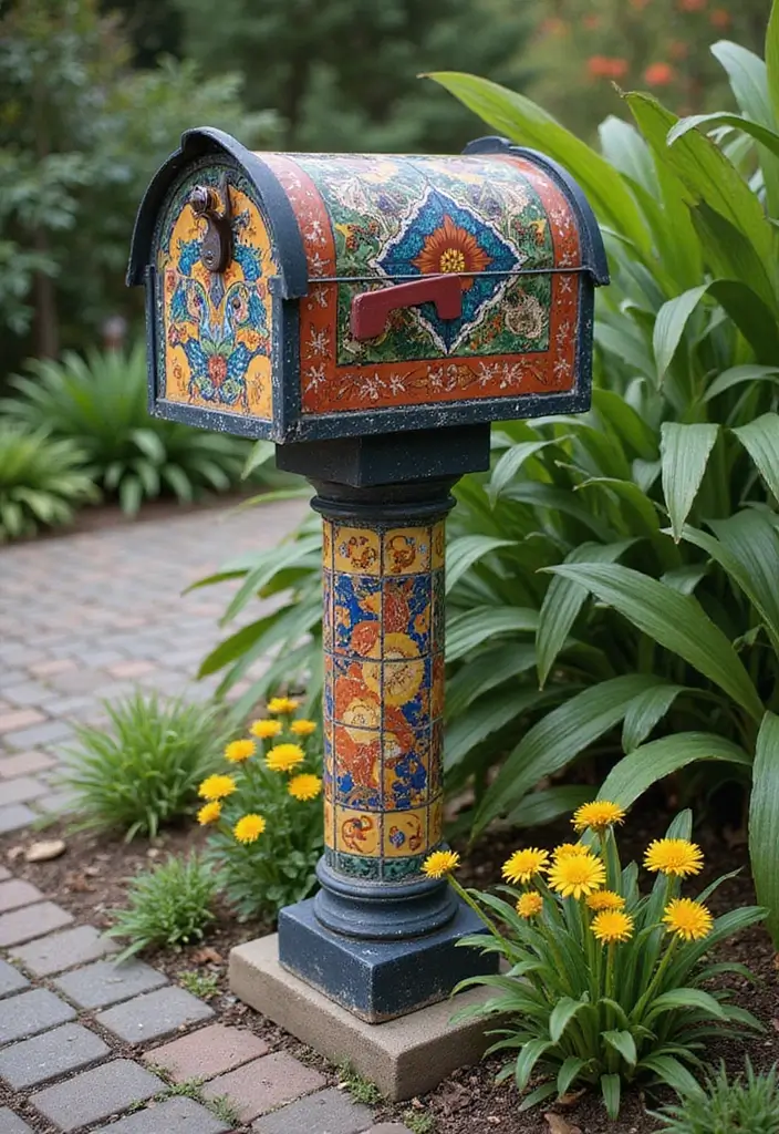 27 Farmhouse Mailbox Designs That Add Curbside Charm 23 27 Farmhouse Mailbox Designs That Add Curbside Charm - 23. Artistic Tile Accents