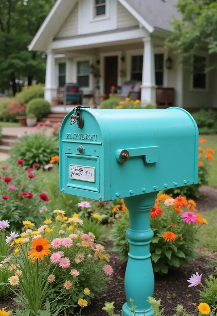27 Farmhouse Mailbox Designs That Add Curbside Charm 8 27 Farmhouse Mailbox Designs That Add Curbside Charm - 8. Colorful Cottage Vibes