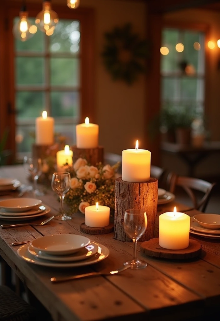 27 Farmhouse Table Decor Inspirations to Try at Home 13 27 Farmhouse Table Decor Inspirations to Try at Home - 13. Candles for Ambiance