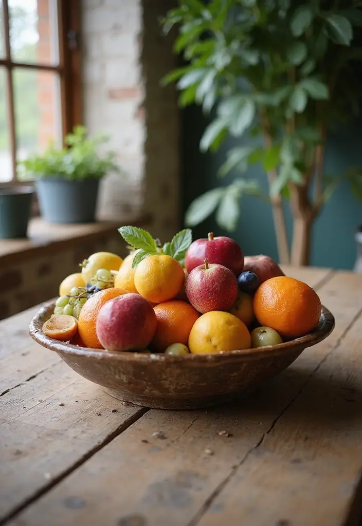 27 Farmhouse Table Decor Inspirations to Try at Home 17 27 Farmhouse Table Decor Inspirations to Try at Home - 17. Fresh Fruit Centerpieces