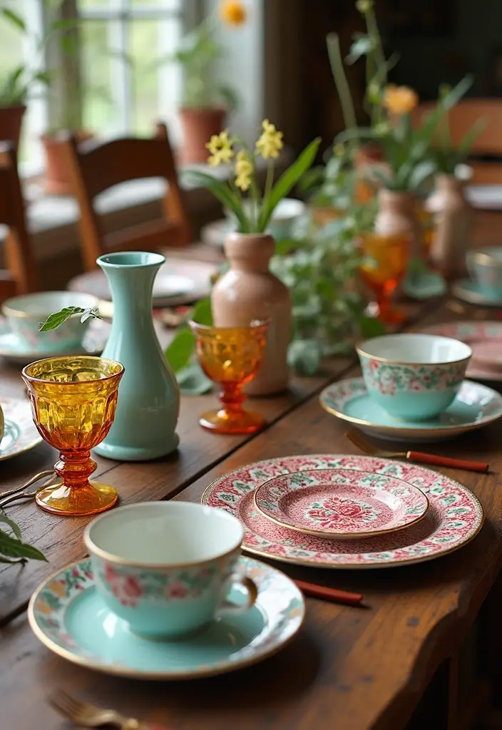 27 Farmhouse Table Decor Inspirations to Try at Home 2 27 Farmhouse Table Decor Inspirations to Try at Home - 2. Vintage Tableware