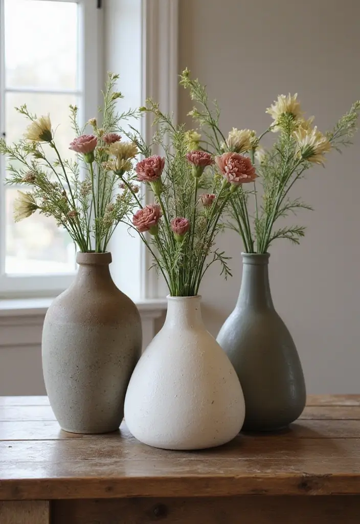 27 Farmhouse Table Decor Inspirations to Try at Home 20 27 Farmhouse Table Decor Inspirations to Try at Home - 20. Statement Vases