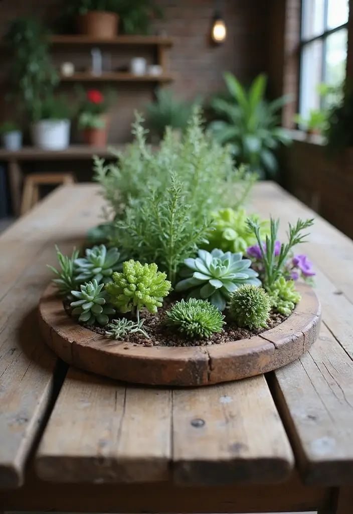 27 Farmhouse Table Decor Inspirations to Try at Home 23 27 Farmhouse Table Decor Inspirations to Try at Home - 23. Tabletop Gardens