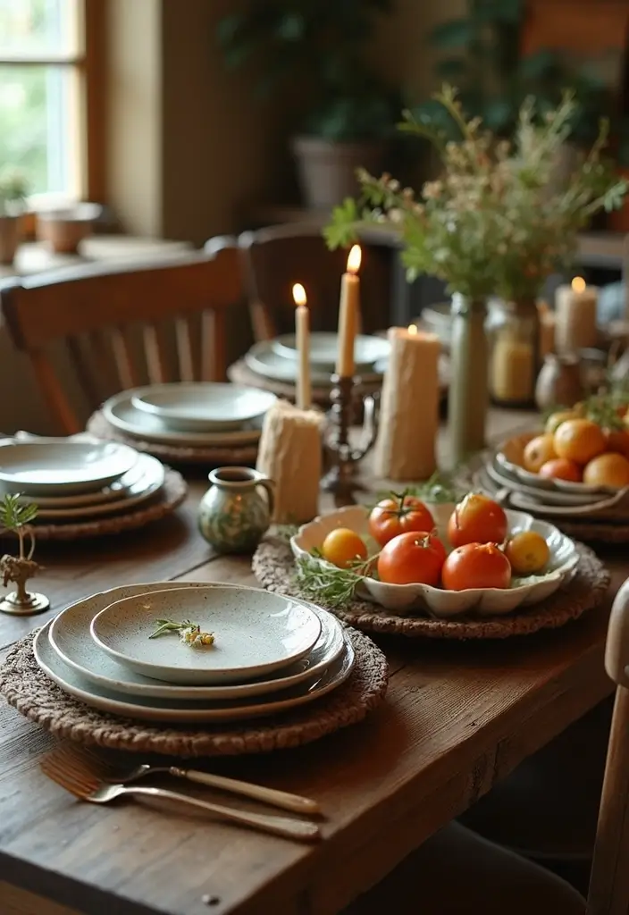 27 Farmhouse Table Decor Inspirations to Try at Home 24 27 Farmhouse Table Decor Inspirations to Try at Home - 24. Layered Plates