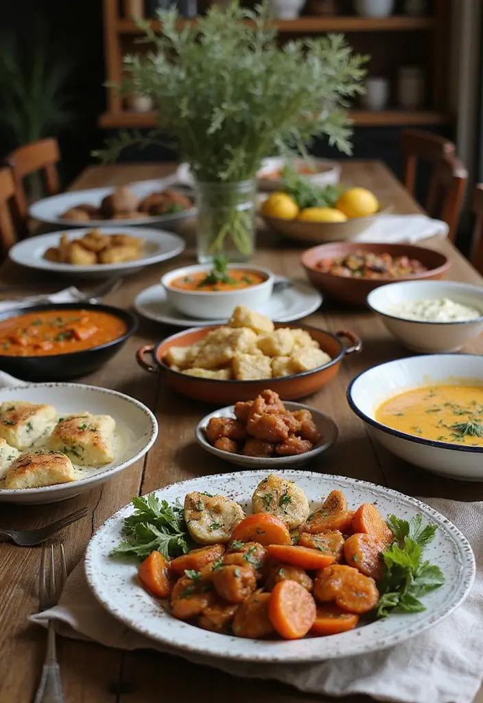 27 Farmhouse Table Decor Inspirations to Try at Home 7 27 Farmhouse Table Decor Inspirations to Try at Home - 7. Family-Style Serving Dishes