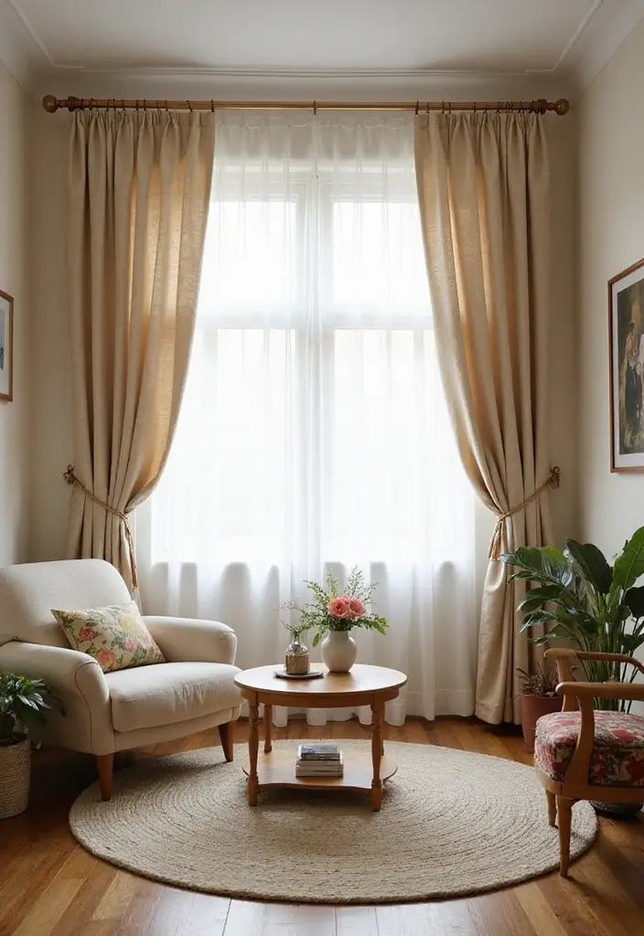 27 Living Room Decor Farmhouse Ideas You’ll Love 13 27 Living Room Decor Farmhouse Ideas You’ll Love - 13. Charming Curtains