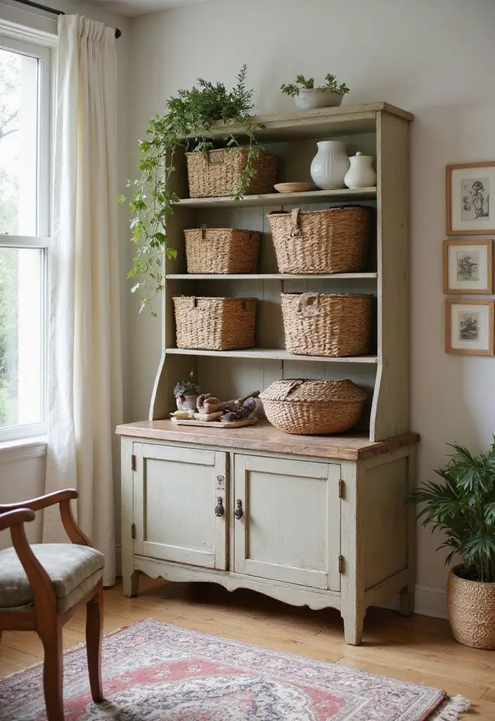 27 Living Room Decor Farmhouse Ideas You’ll Love 15 27 Living Room Decor Farmhouse Ideas You’ll Love - 15. Functional Yet Stylish Storage