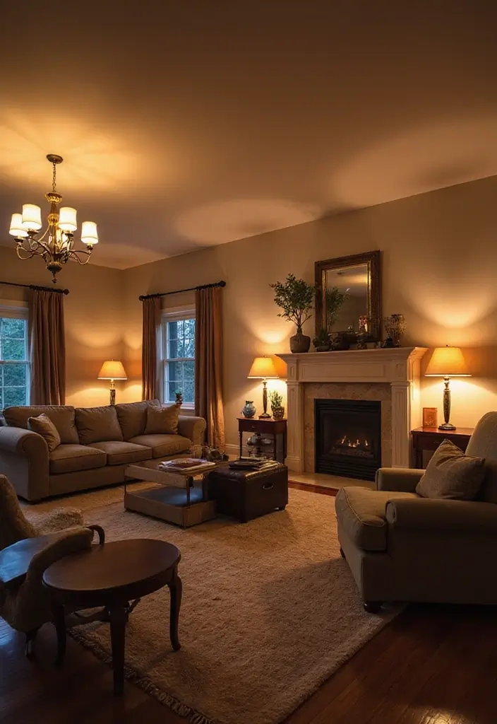 27 Living Room Decor Farmhouse Ideas You’ll Love 20 27 Living Room Decor Farmhouse Ideas You’ll Love - 20. Layered Lighting