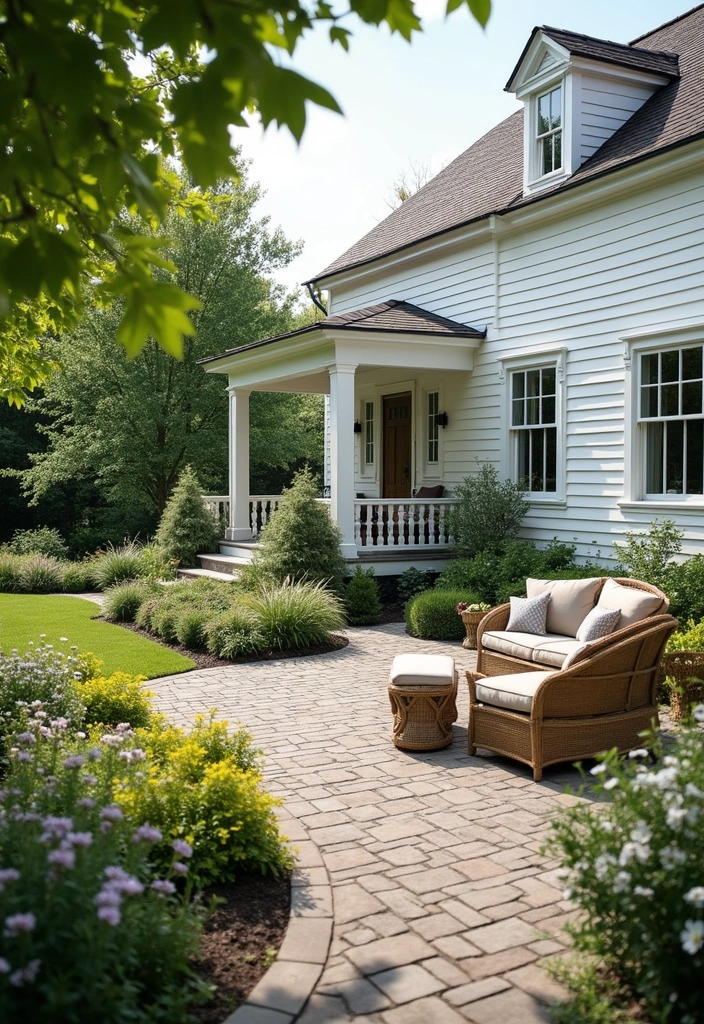 27 White Farmhouse Exterior Looks That Stay Timeless 10 27 White Farmhouse Exterior Looks That Stay Timeless - 10. Cozy Outdoor Spaces