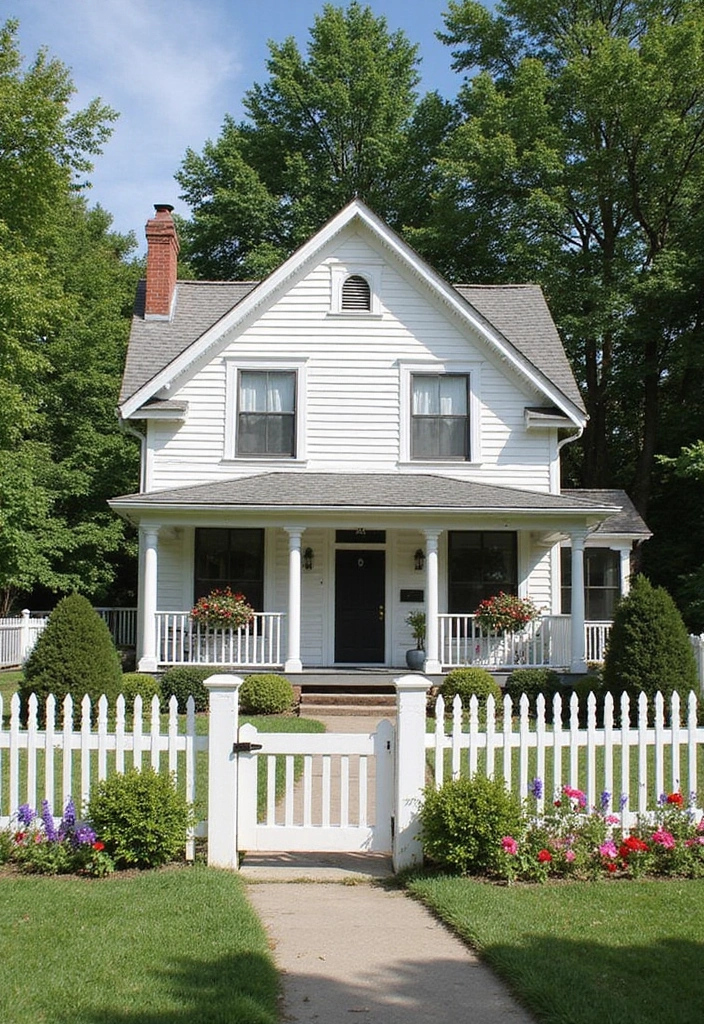 27 White Farmhouse Exterior Looks That Stay Timeless 11 27 White Farmhouse Exterior Looks That Stay Timeless - 11. Farmhouse-Style Fencing