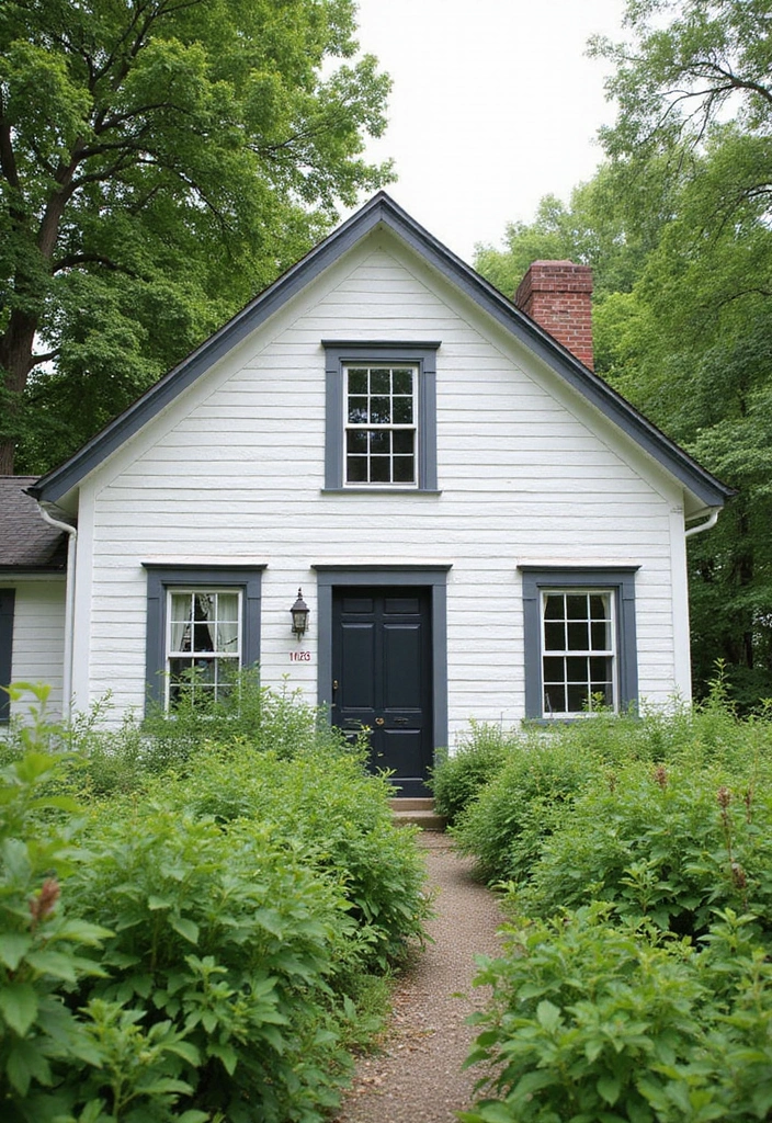 27 White Farmhouse Exterior Looks That Stay Timeless 12 27 White Farmhouse Exterior Looks That Stay Timeless - 12. High-Contrast Trim