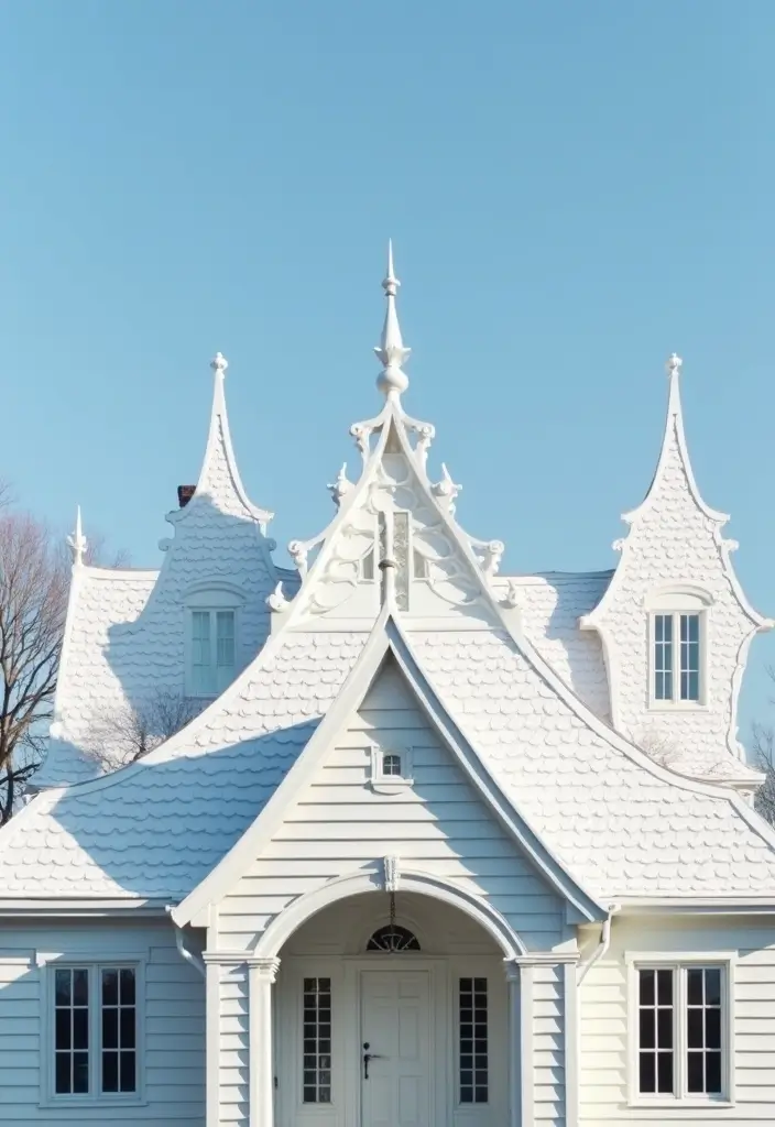 27 White Farmhouse Exterior Looks That Stay Timeless 20 27 White Farmhouse Exterior Looks That Stay Timeless - 20. Farmhouse-Style Roof Details