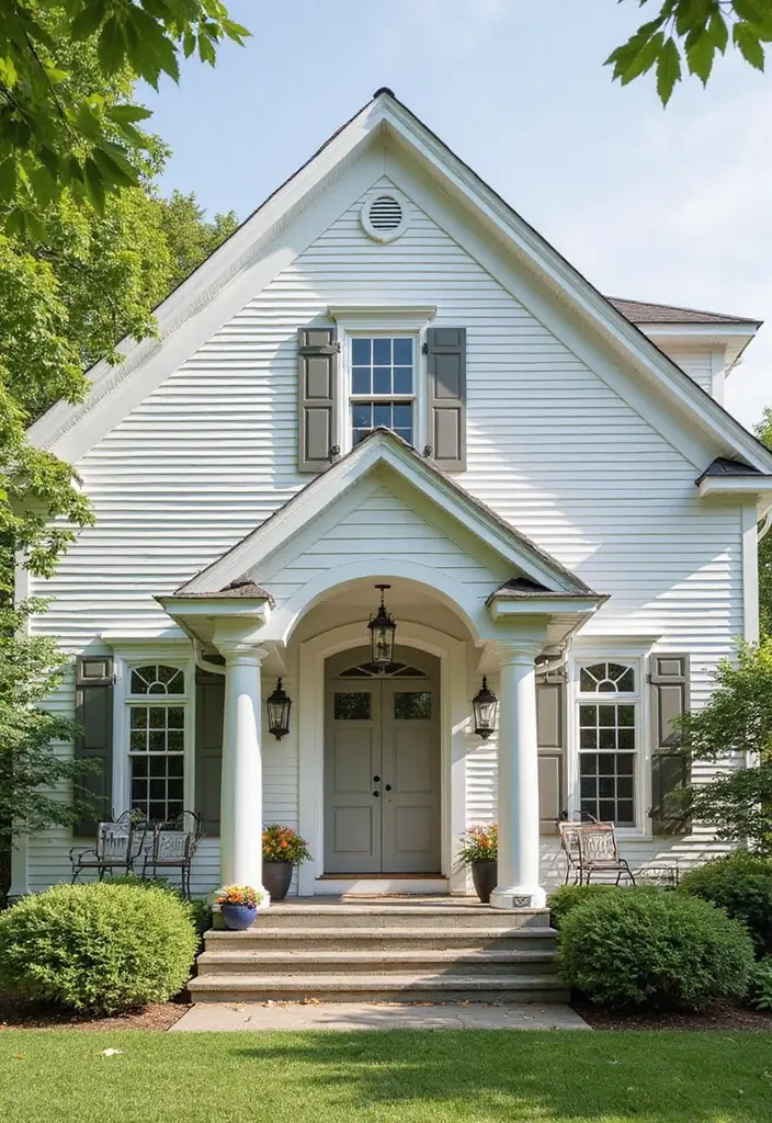 27 White Farmhouse Exterior Looks That Stay Timeless 23 27 White Farmhouse Exterior Looks That Stay Timeless - 23. Trendy Color Combinations