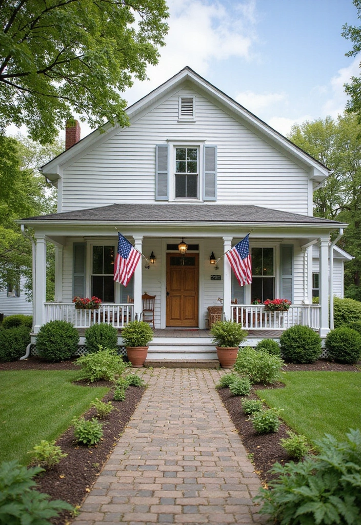 27 White Farmhouse Exterior Looks That Stay Timeless 27 27 White Farmhouse Exterior Looks That Stay Timeless - 27. Personal Touches with Decor