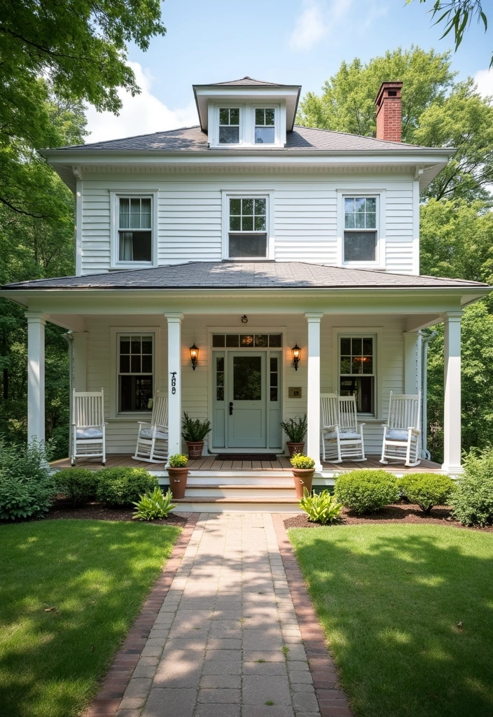27 White Farmhouse Exterior Looks That Stay Timeless 4 27 White Farmhouse Exterior Looks That Stay Timeless - 4. Wrap-Around Porch
