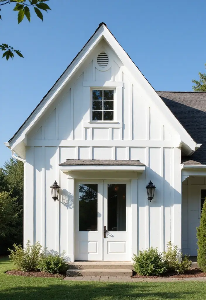27 White Farmhouse Exterior Looks That Stay Timeless 5 27 White Farmhouse Exterior Looks That Stay Timeless - 5. Vertical Siding