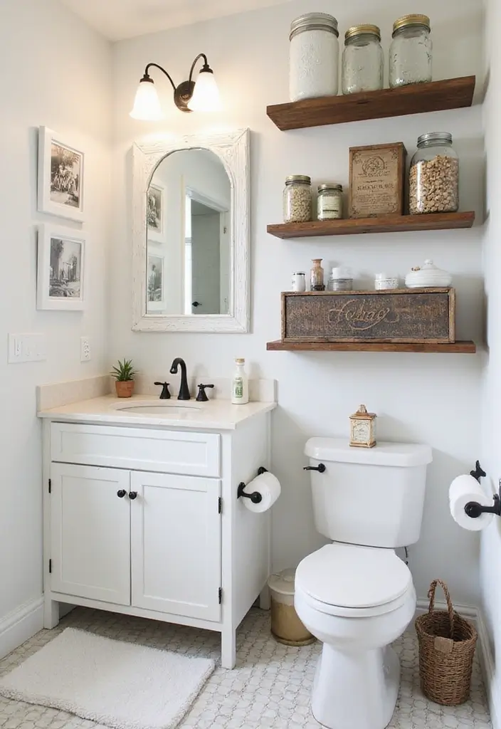 28 Farmhouse Bathroom Decor Ideas That Feel Fresh and Inviting - 5. Rustic Bathroom Accessories for a Cohesive Look