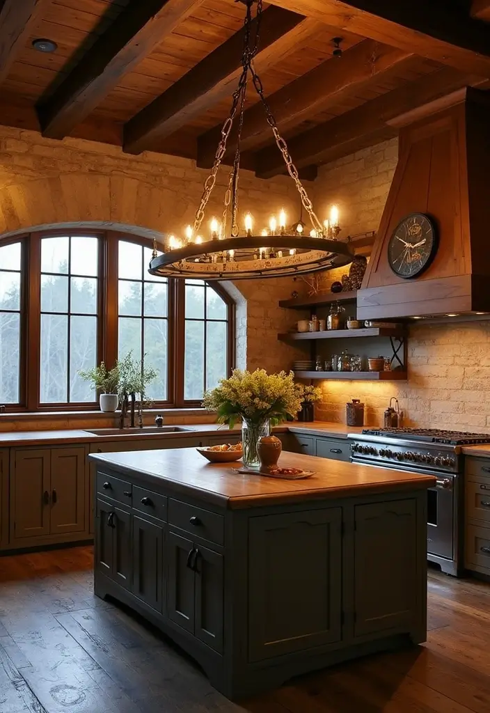 28 Farmhouse Kitchen Designs That Mix Rustic and Modern 1 28 Farmhouse Kitchen Designs That Mix Rustic and Modern - 1. Light Fixtures with Vintage Charm