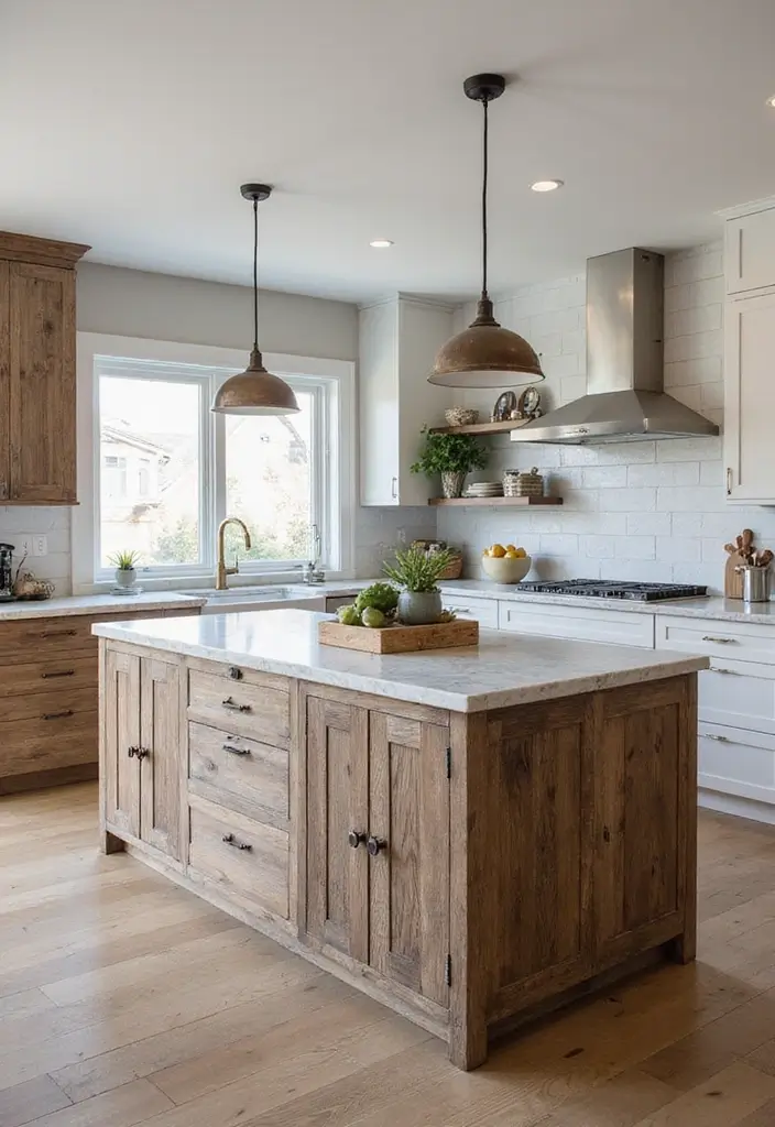 28 Farmhouse Kitchen Designs That Mix Rustic and Modern 11 28 Farmhouse Kitchen Designs That Mix Rustic and Modern - 11. Statement Islands