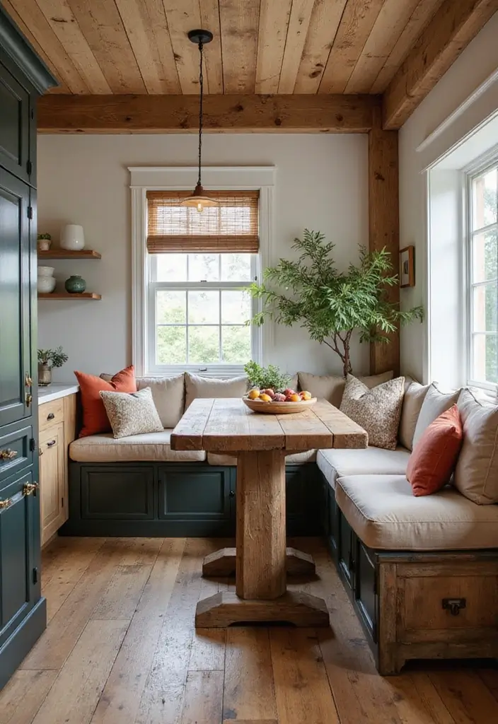 28 Farmhouse Kitchen Designs That Mix Rustic and Modern 12 28 Farmhouse Kitchen Designs That Mix Rustic and Modern - 12. Cozy Nooks