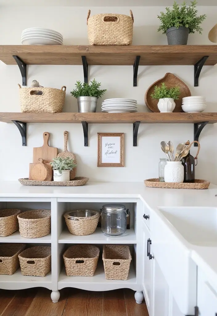 28 Farmhouse Kitchen Designs That Mix Rustic and Modern 14 28 Farmhouse Kitchen Designs That Mix Rustic and Modern - 14. Functional Yet Stylish Storage