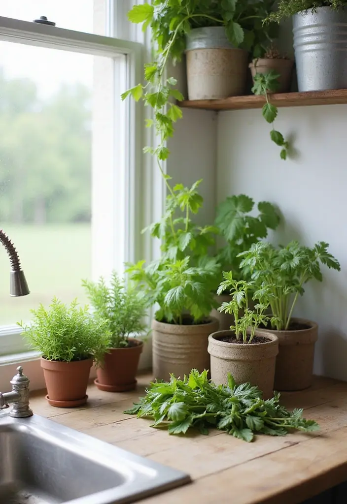 28 Farmhouse Kitchen Designs That Mix Rustic and Modern 17 28 Farmhouse Kitchen Designs That Mix Rustic and Modern - 17. Indoor Gardening